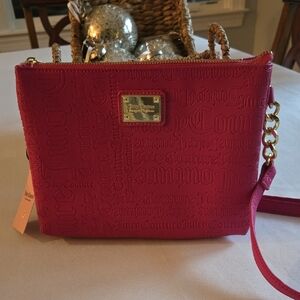 NWT Juicy Couture Deboss Logo Raspberry Double Gusset Crossbody Bag